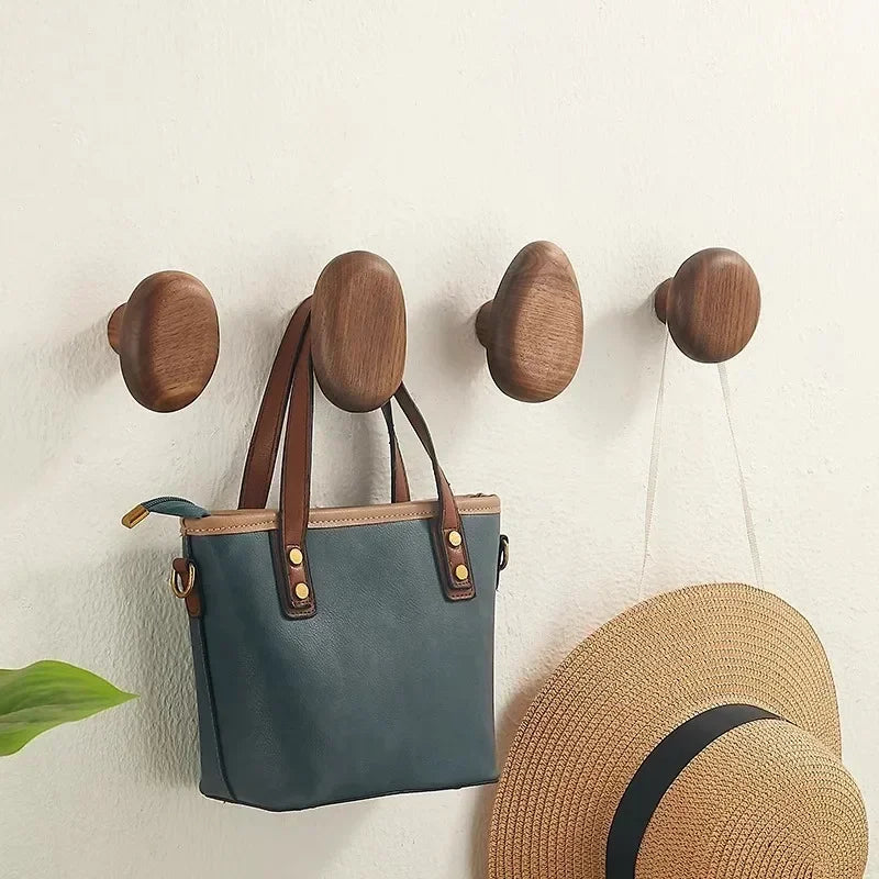 Wooden Wall Hooks Set with Unique Pebble Design - Natural Touch 3