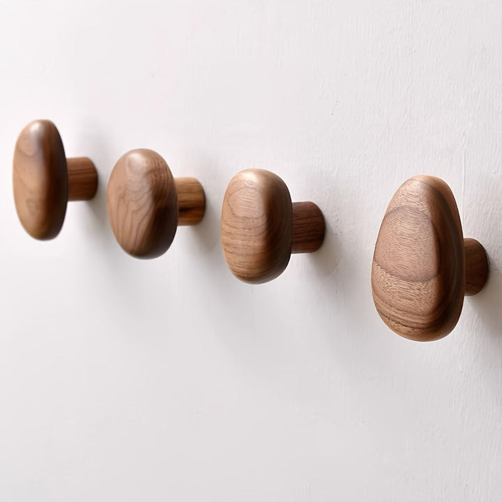 Wooden Wall Hooks Set with Unique Pebble Design - Natural Touch 6