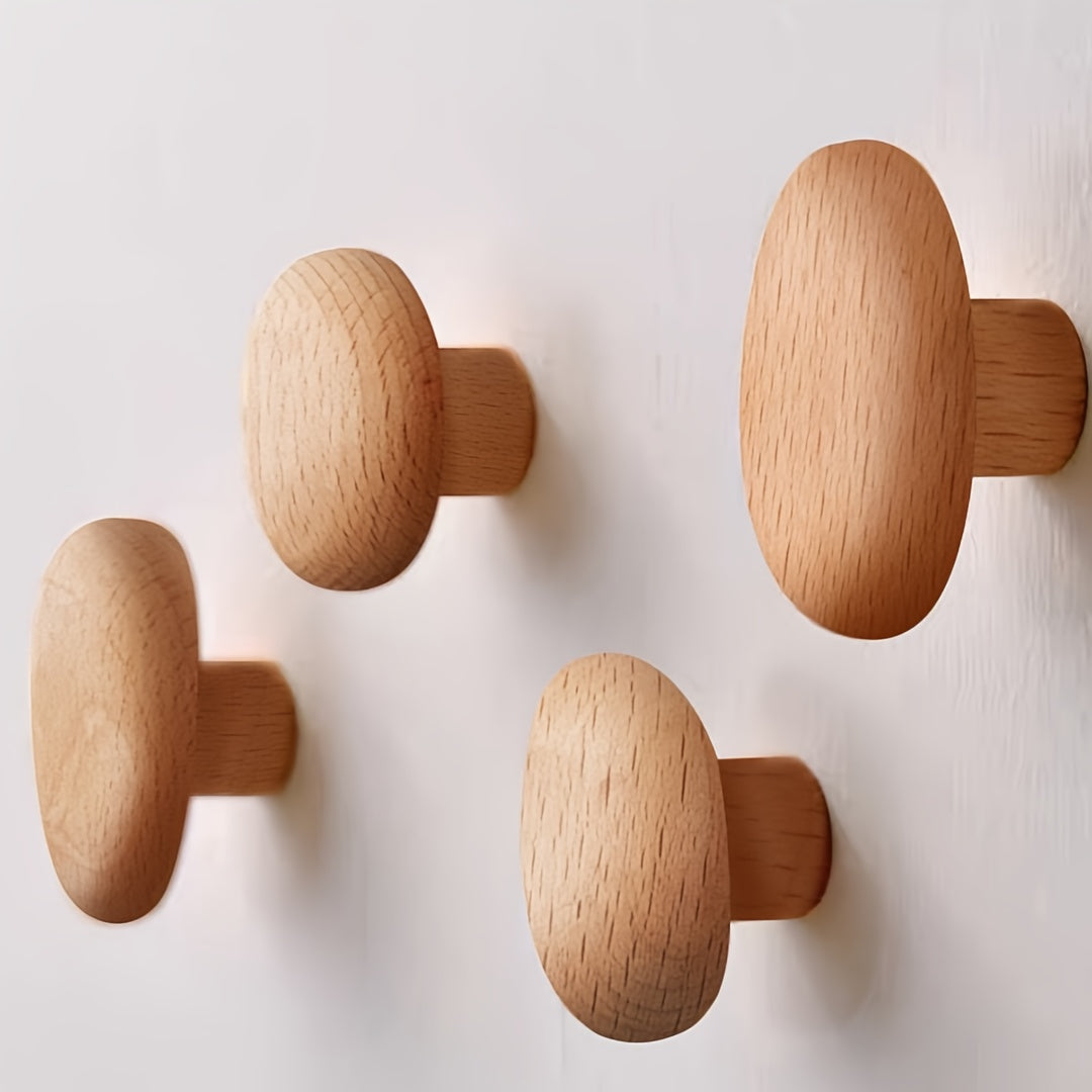 Wooden Wall Hooks Set with Unique Pebble Design - Natural Touch 7