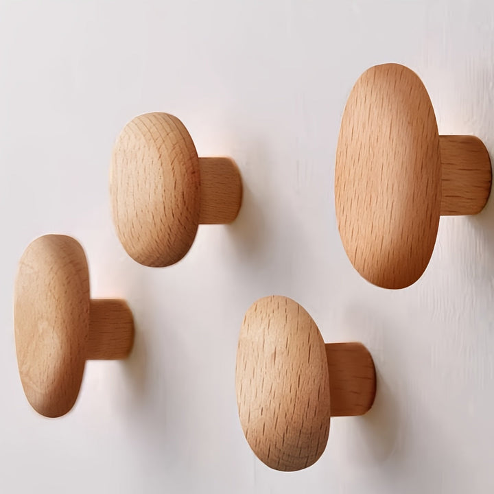 Wooden Wall Hooks Set with Unique Pebble Design - Natural Touch 7
