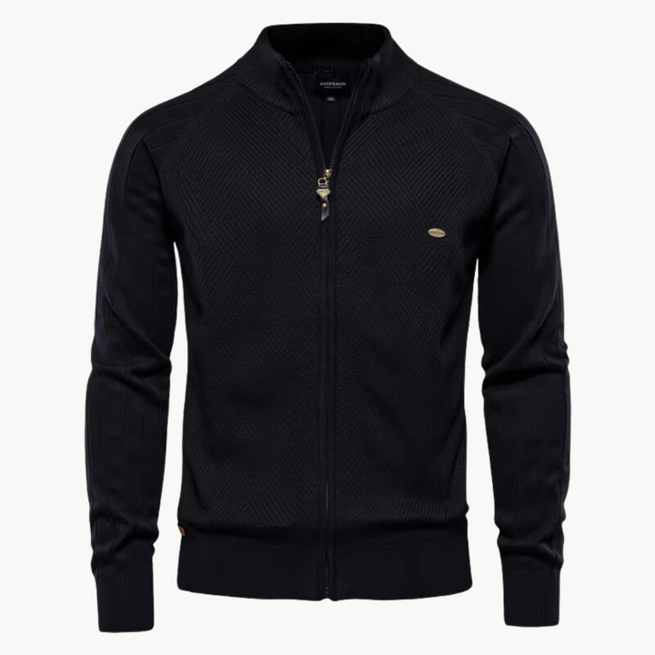 Men’s Textured Knit Slim Fit Zip Up Jumper