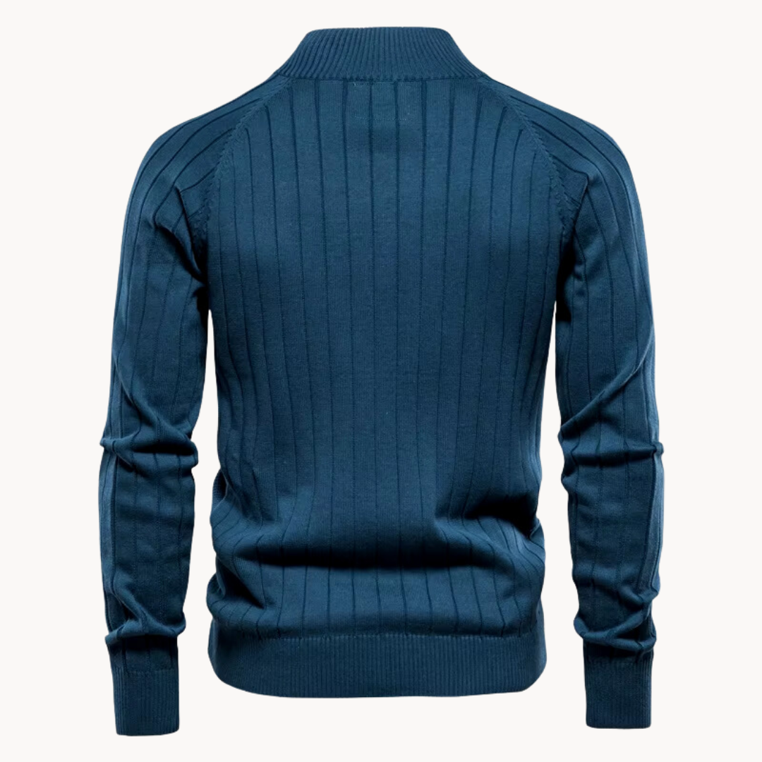 Men’s Textured Knit Slim Fit Zip Up Jumper