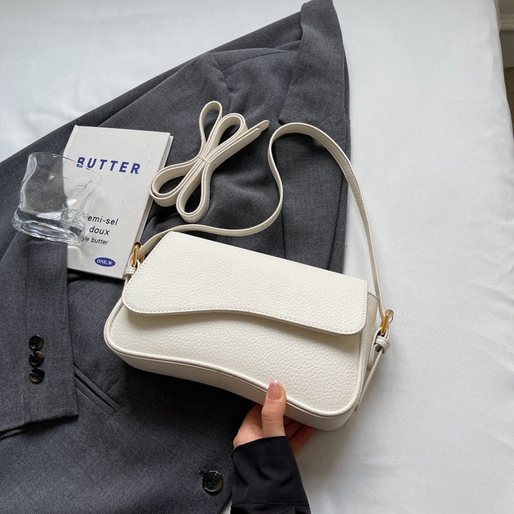 Women Pebble Grain Asymmetric Flap Shoulder Bag