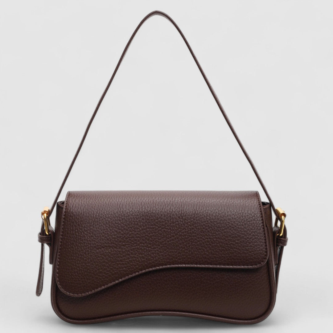 Women Pebble Grain Asymmetric Flap Shoulder Bag