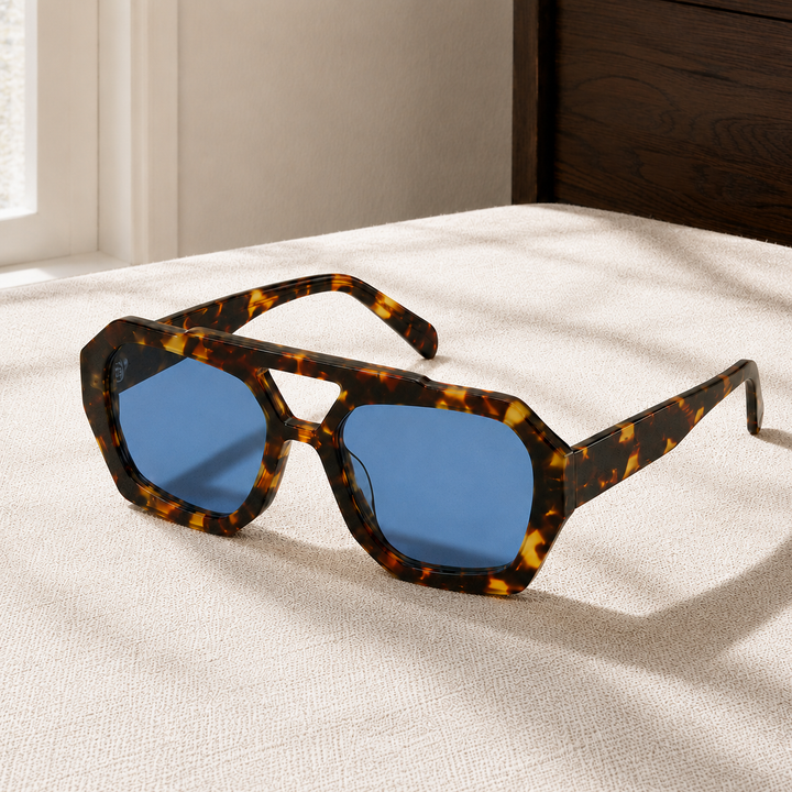 Angular Aviator Sunglasses with Tortoiseshell Frame &amp; UV400 Lenses | Charlie