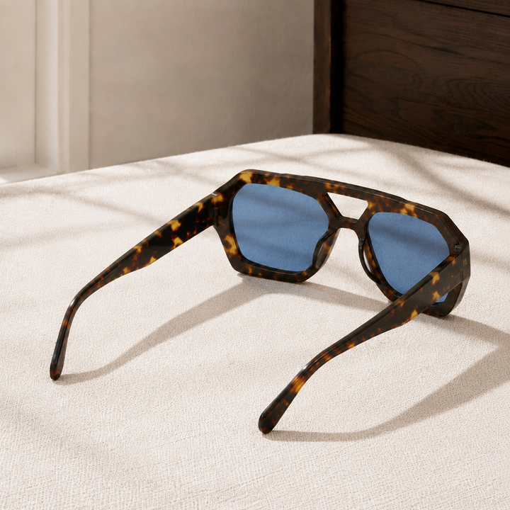 Angular Aviator Sunglasses with Tortoiseshell Frame &amp; UV400 Lenses | Charlie