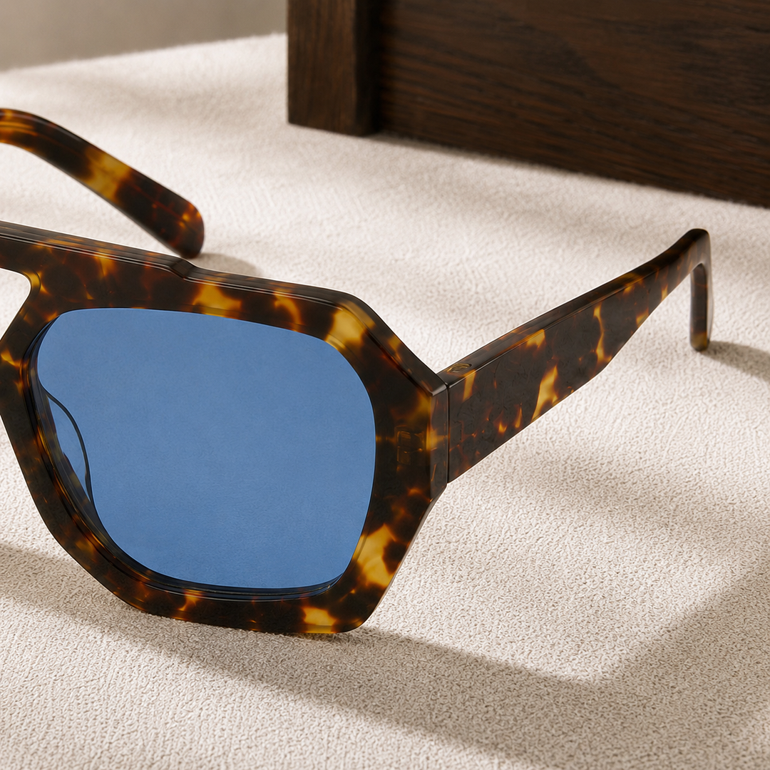 Angular Aviator Sunglasses with Tortoiseshell Frame &amp; UV400 Lenses | Charlie