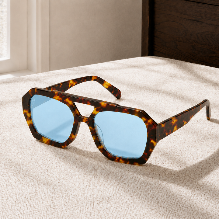 Angular Aviator Sunglasses with Tortoiseshell Frame &amp; UV400 Lenses | Charlie