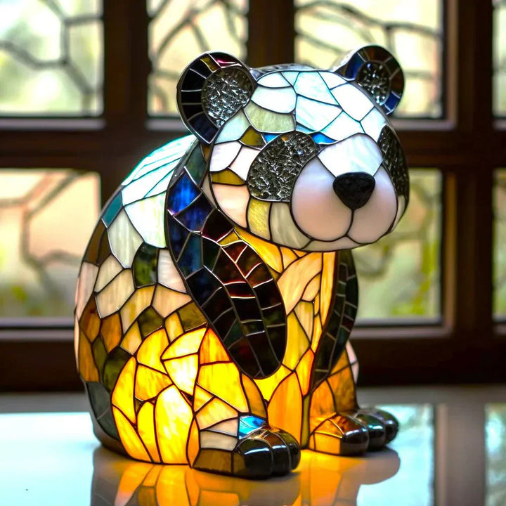Table Lamp Stained Glass Panda Light