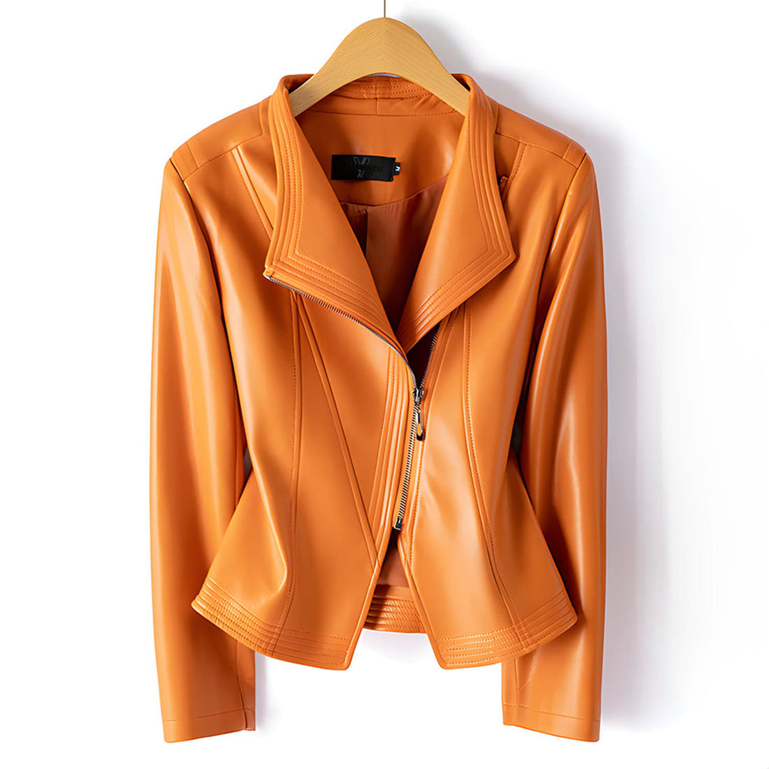 Women’s Asymmetric Faux Leather Moto Jacket