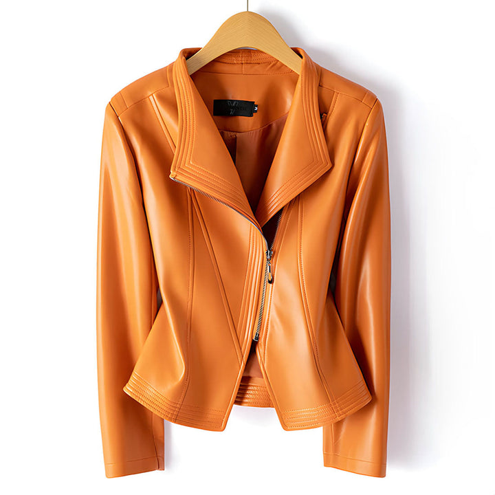 Women’s Asymmetric Faux Leather Moto Jacket