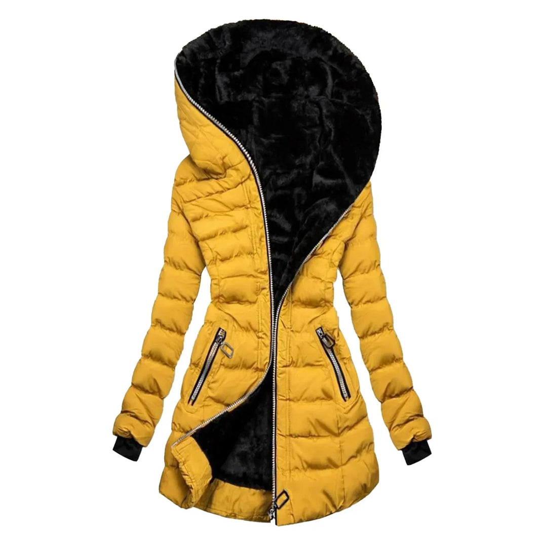 Women's Quilted Puffer Coat with Faux Fur Lining & Oversized Hood