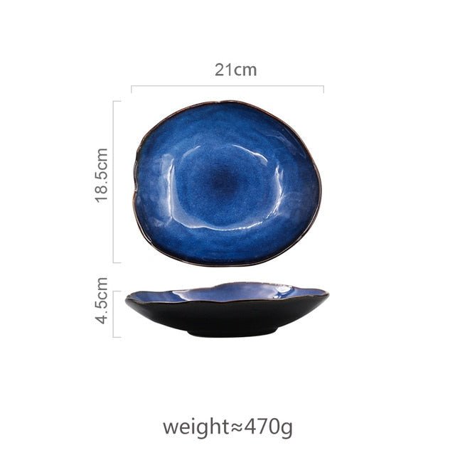 Artisan Dinner Plate - Deep Blue Ceramic Plate