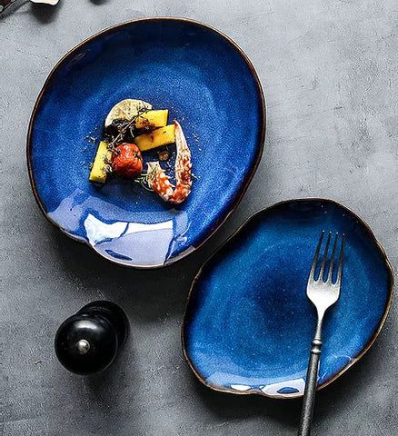Artisan Dinner Plate - Deep Blue Ceramic Plate