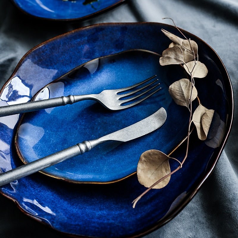 Artisan Dinner Plate - Deep Blue Ceramic Plate