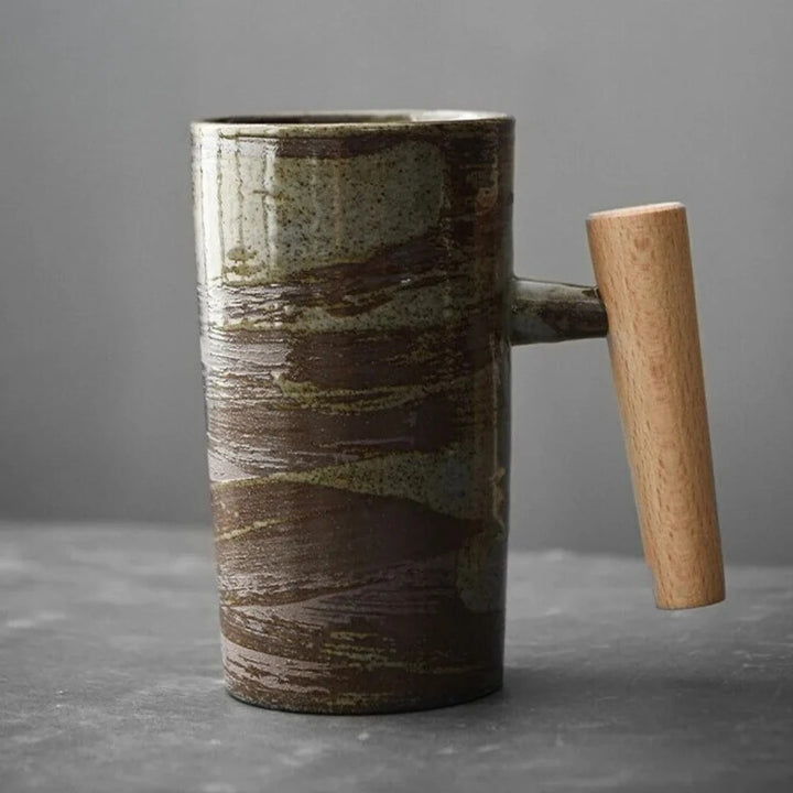 Nordic Stoneware Mug with Wood Handle