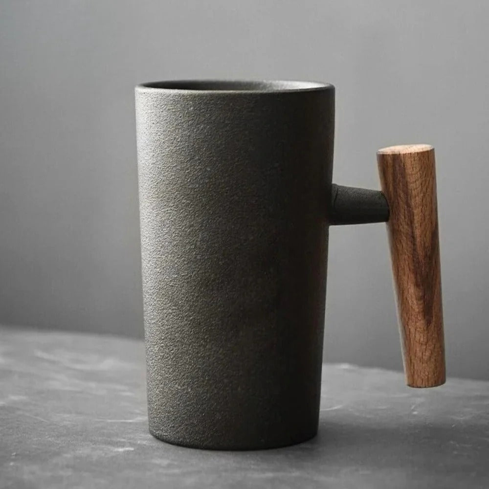 Nordic Stoneware Mug with Wood Handle