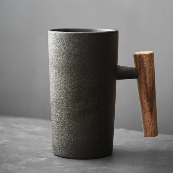 Nordic Stoneware Mug with Wood Handle