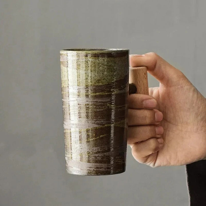 Nordic Stoneware Mug with Wood Handle
