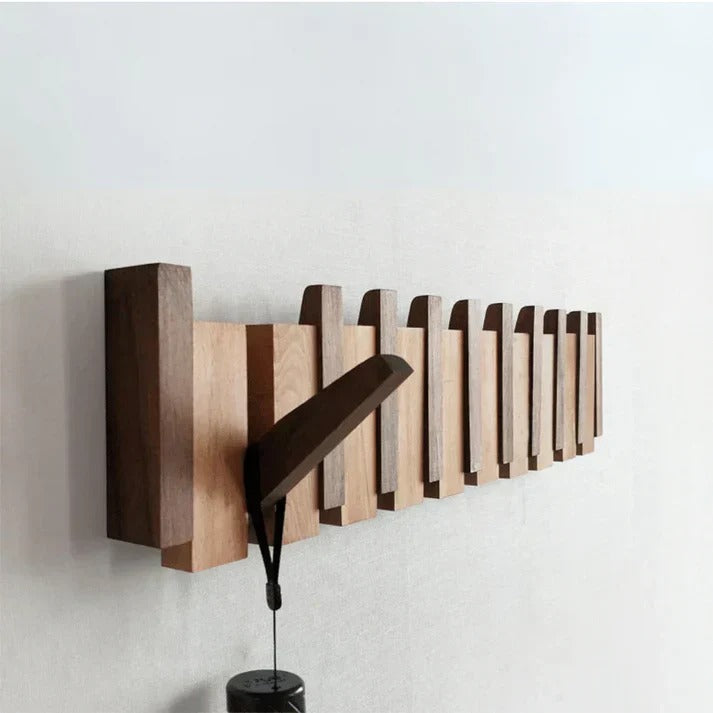 Natural Wood Piano Hook Wall Rack