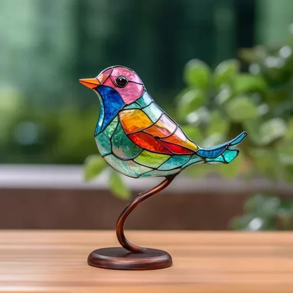 Glass Art Sculpture Songbird Decor