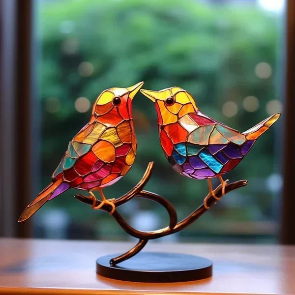 Glass Art Sculpture Songbird Decor