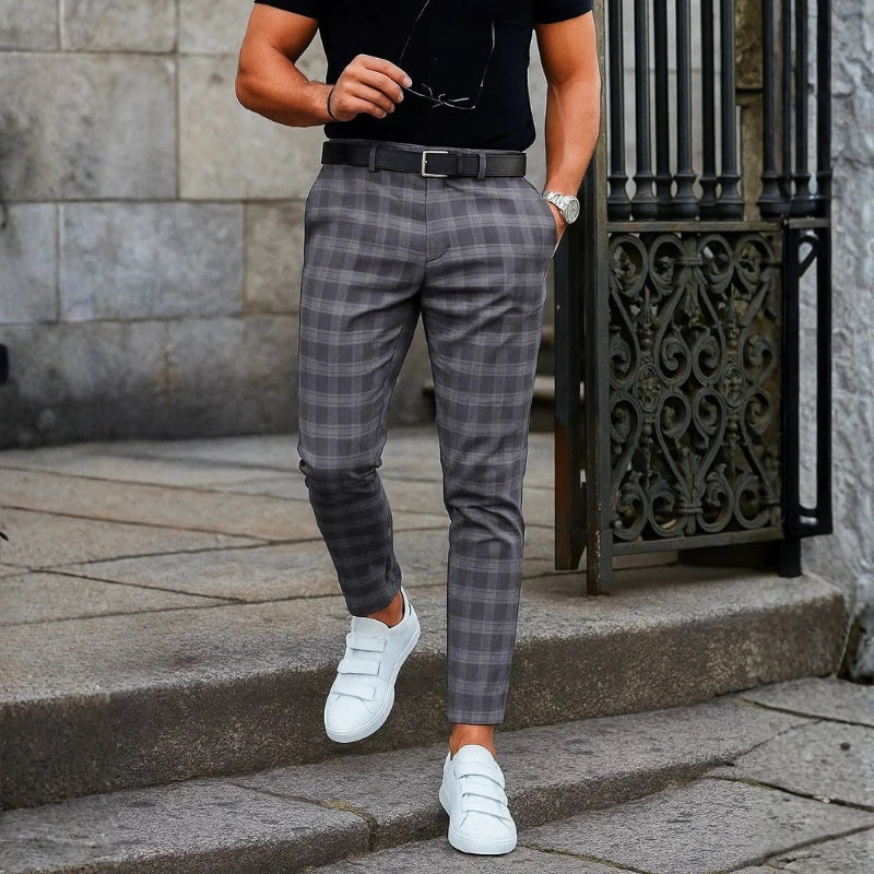 Slim Fit Checkered Trousers Men - Cole