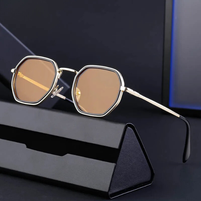 Octagonal Metal Frame Sunglasses with UV400 Protection | Peyton