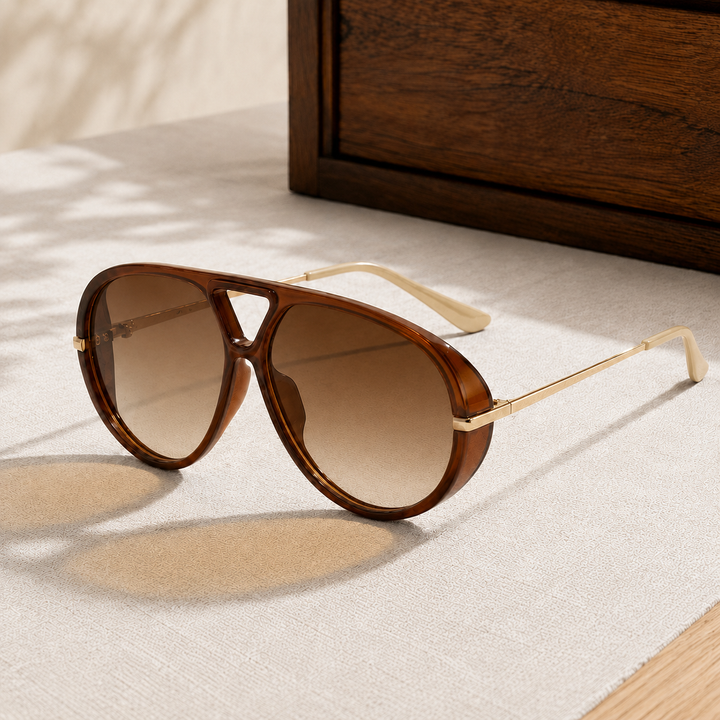 Oversized Aviator Sunglasses with Gradient Lens | Reese