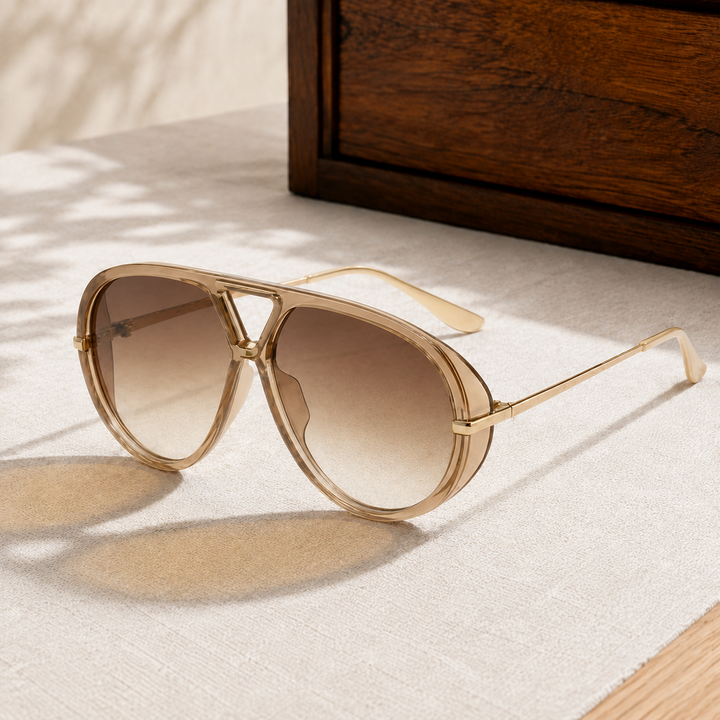 Oversized Aviator Sunglasses with Gradient Lens | Reese