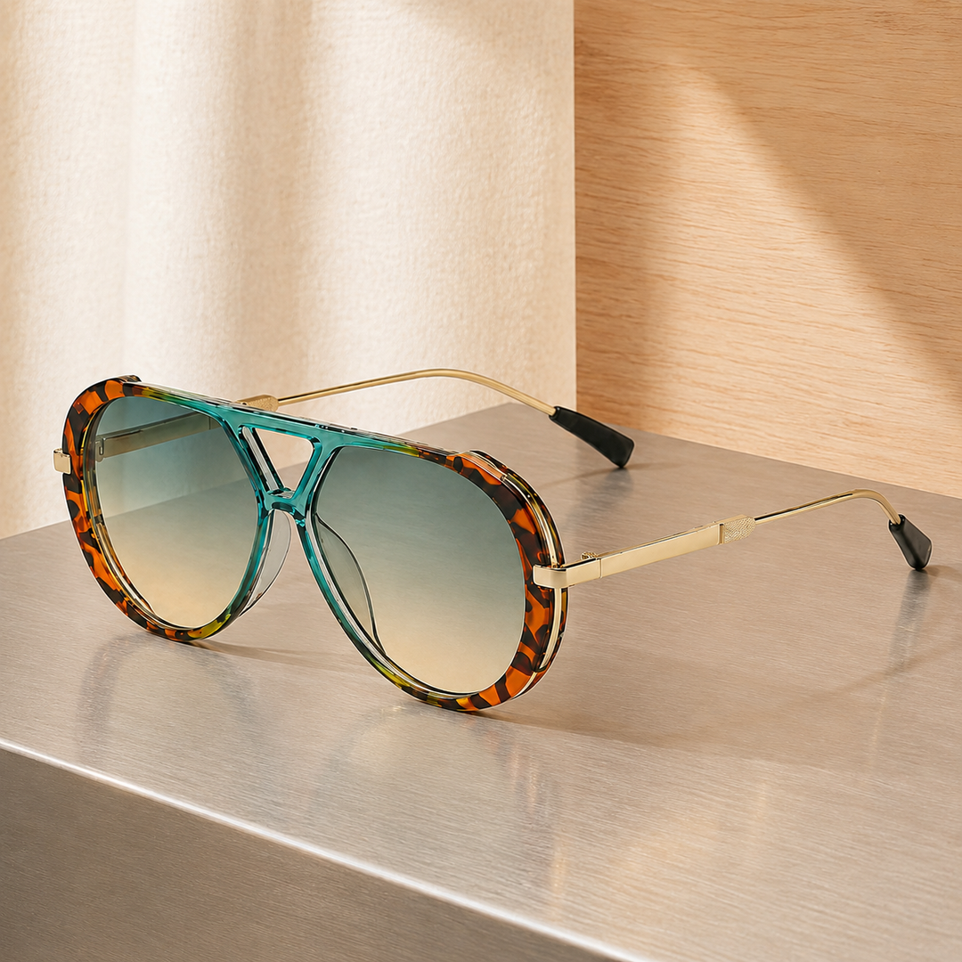 Oversized Aviator Sunglasses with Tortoise Frame &amp; UV400 Lenses | Blake