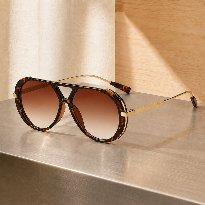 Oversized Aviator Sunglasses with Tortoise Frame &amp; UV400 Lenses | Blake