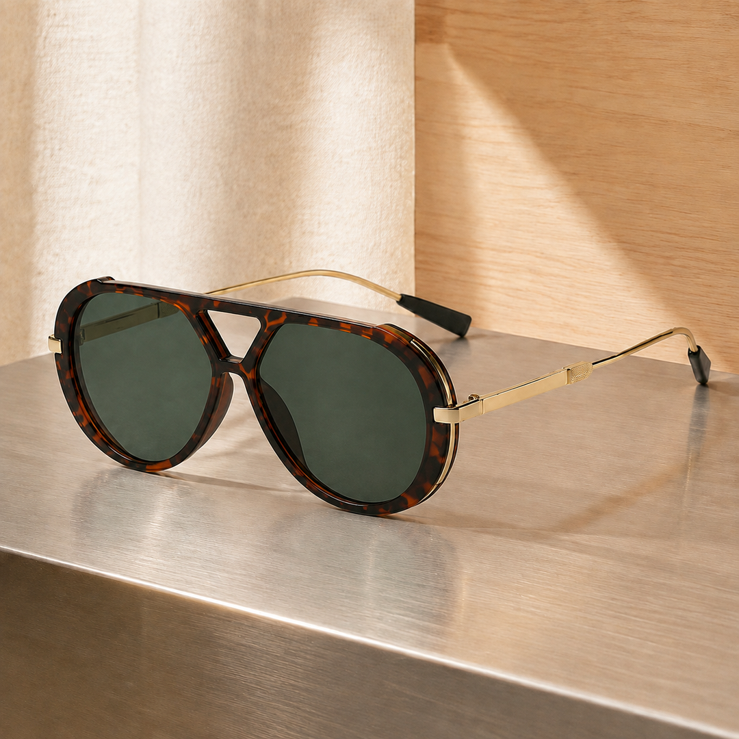Oversized Aviator Sunglasses with Tortoise Frame &amp; UV400 Lenses | Blake