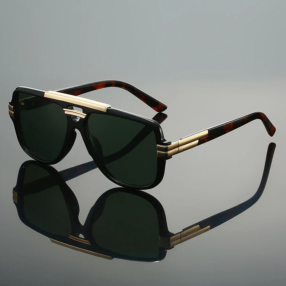 Oversized Double-Bridge Pilot Sunglasses with UV400 Protection | Phoenix