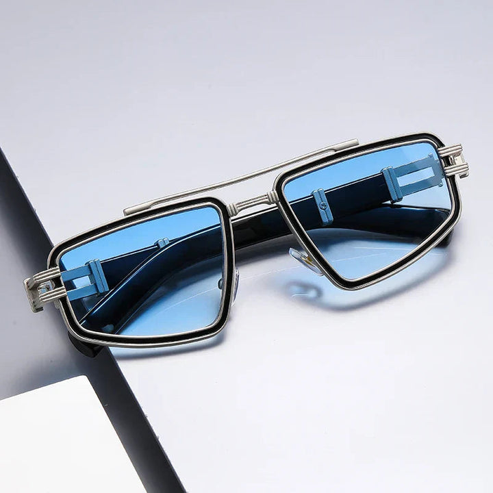 Oversized Square Titanium Sunglasses with UV400 Tinted Lenses | Indigo