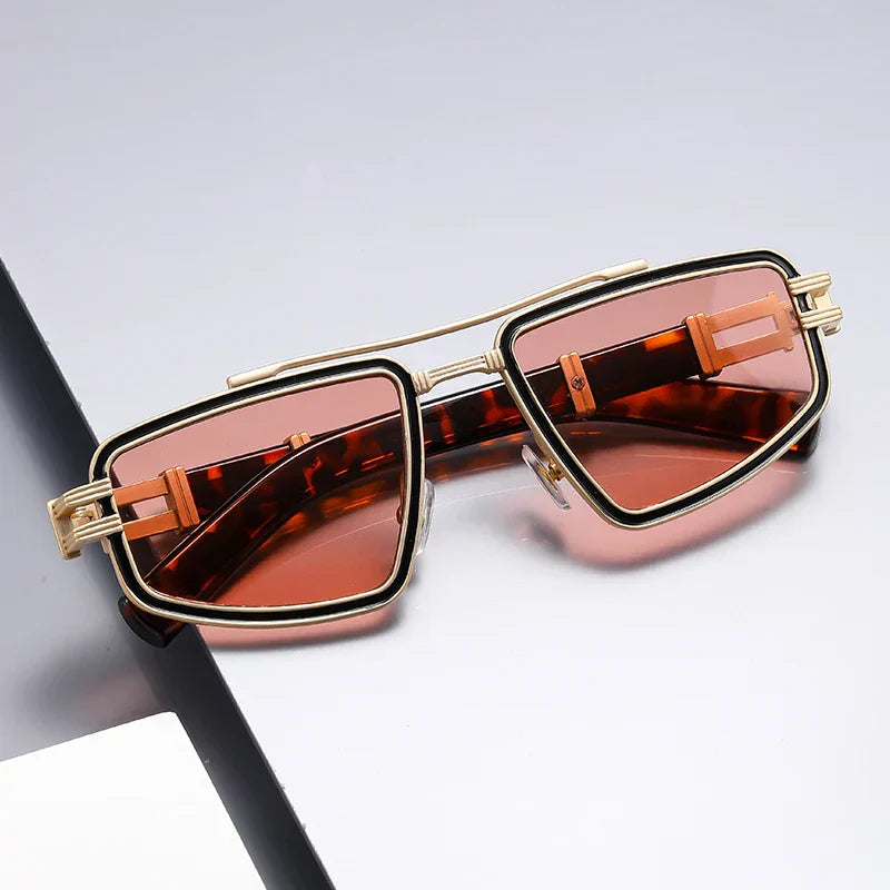 Oversized Square Titanium Sunglasses with UV400 Tinted Lenses | Indigo