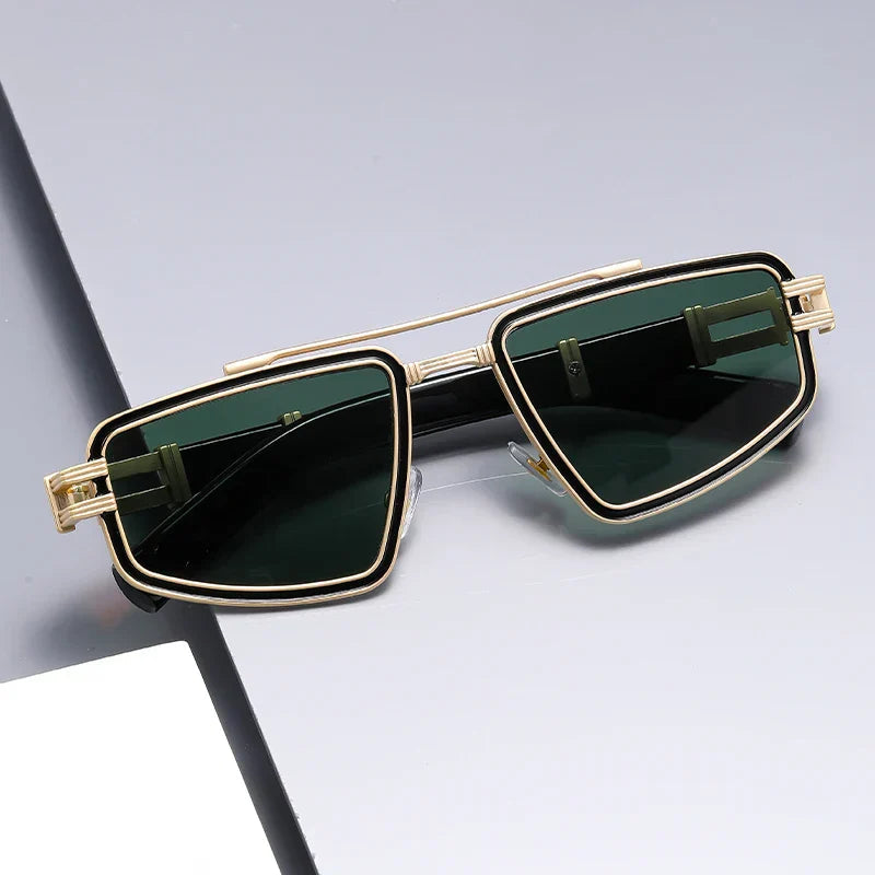 Oversized Square Titanium Sunglasses with UV400 Tinted Lenses | Indigo