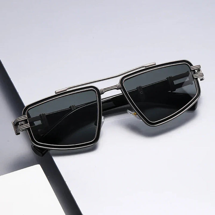 Oversized Square Titanium Sunglasses with UV400 Tinted Lenses | Indigo