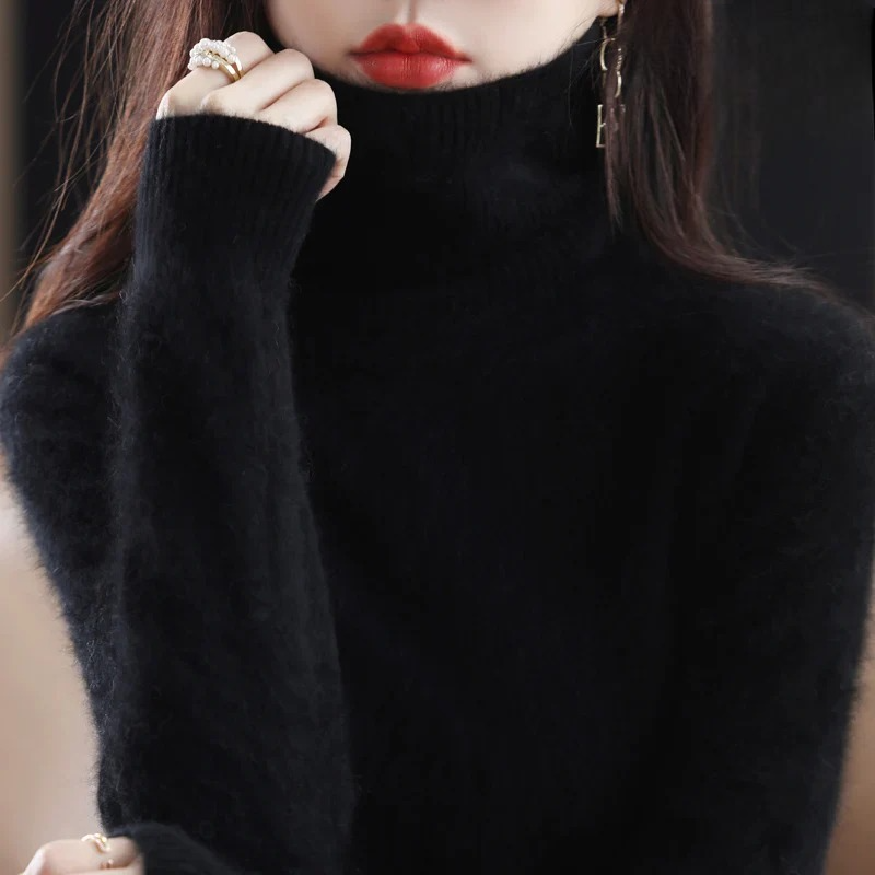 Women's Fine Wool Knit Roll Neck Jumper