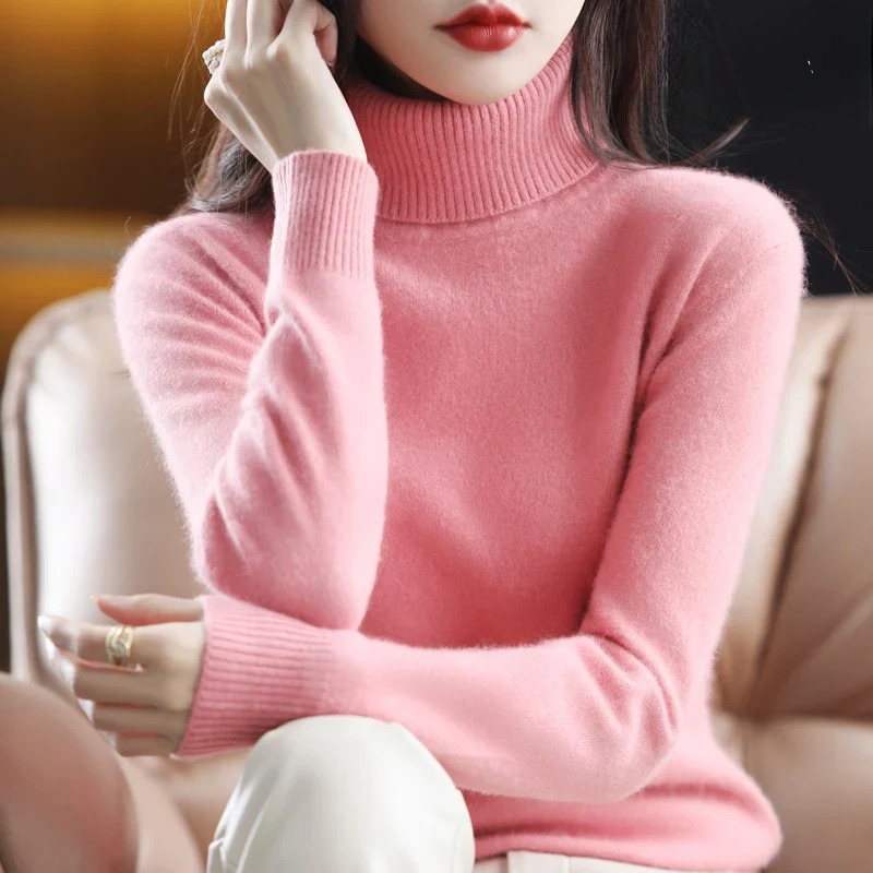 Women's Fine Wool Knit Roll Neck Jumper