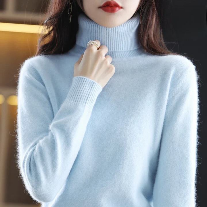 Women's Fine Wool Knit Roll Neck Jumper