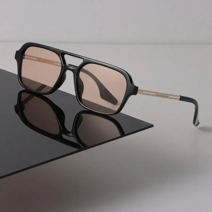Retro Aviator Acetate Sunglasses with Gold-Tone Accents | Finley