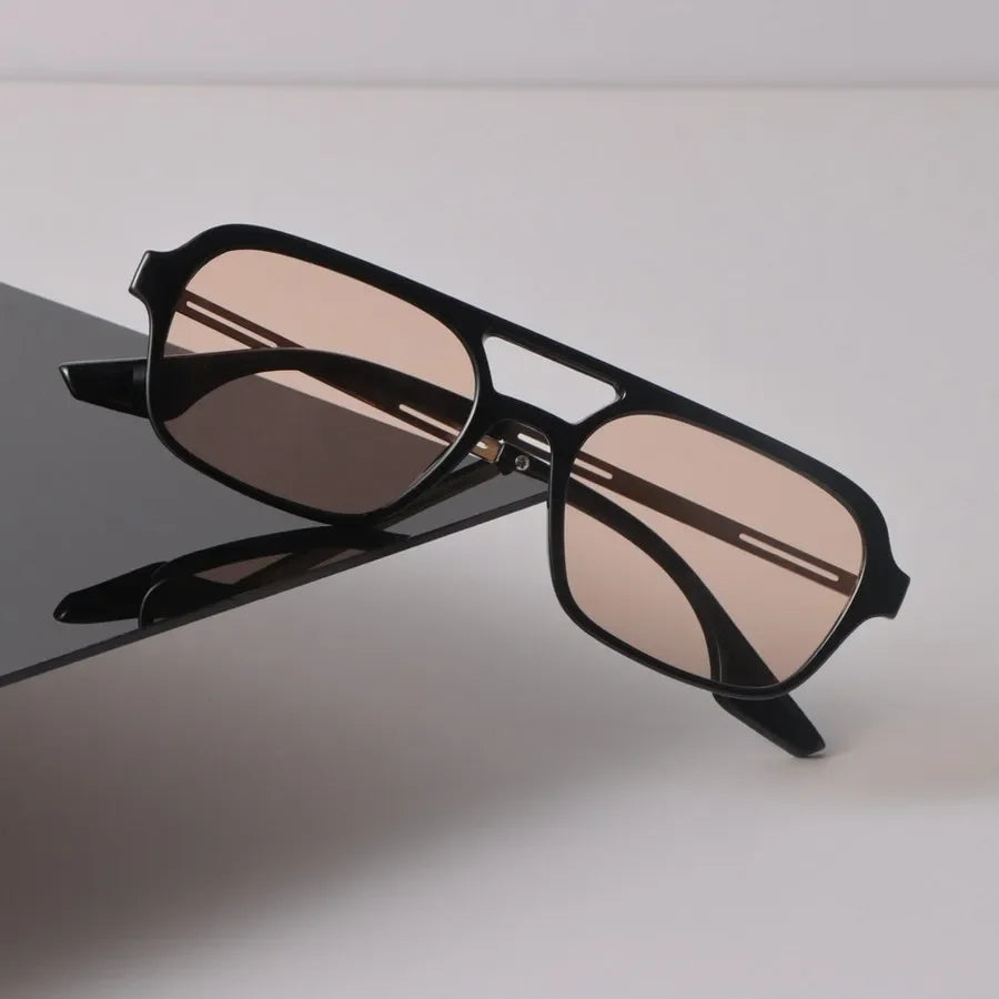 Retro Aviator Acetate Sunglasses with Gold-Tone Accents | Finley