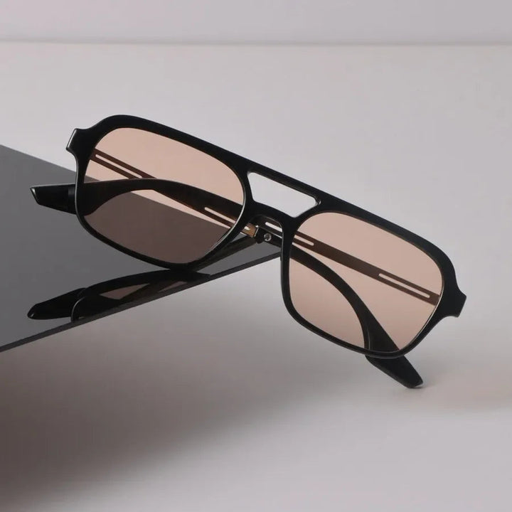 Retro Aviator Acetate Sunglasses with Gold-Tone Accents | Finley