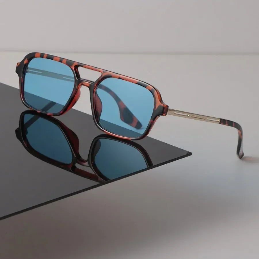 Retro Aviator Acetate Sunglasses with Gold-Tone Accents | Finley