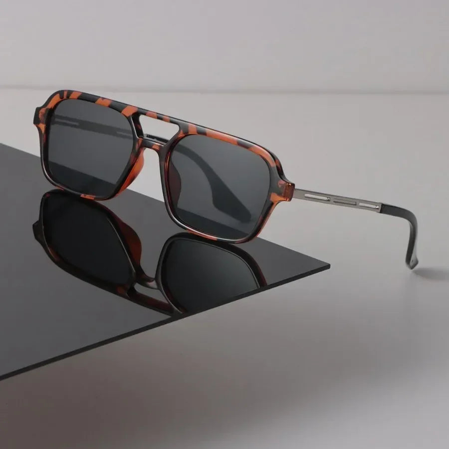 Retro Aviator Acetate Sunglasses with Gold-Tone Accents | Finley