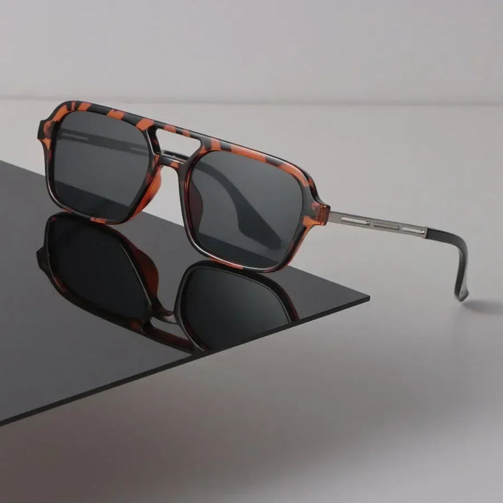 Retro Aviator Acetate Sunglasses with Gold-Tone Accents | Finley