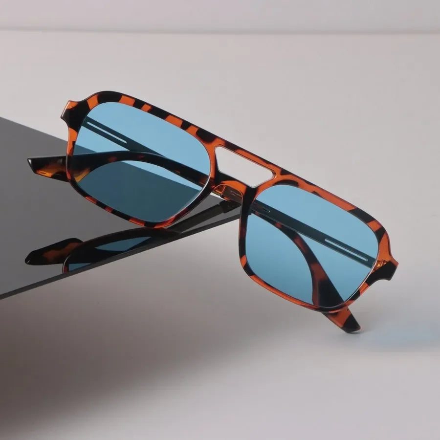 Retro Aviator Acetate Sunglasses with Gold-Tone Accents | Finley