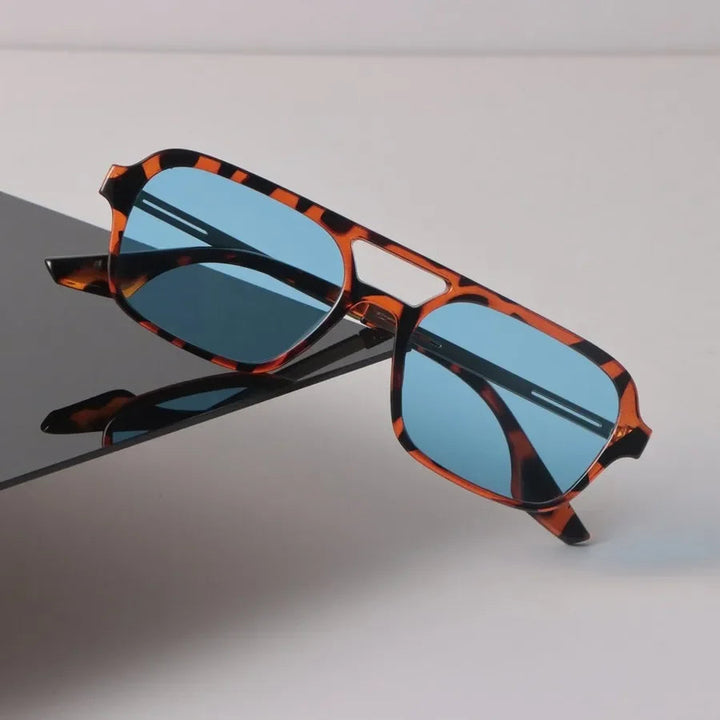 Retro Aviator Acetate Sunglasses with Gold-Tone Accents | Finley