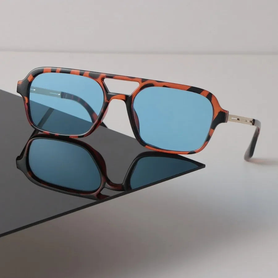 Retro Aviator Acetate Sunglasses with Gold-Tone Accents | Finley